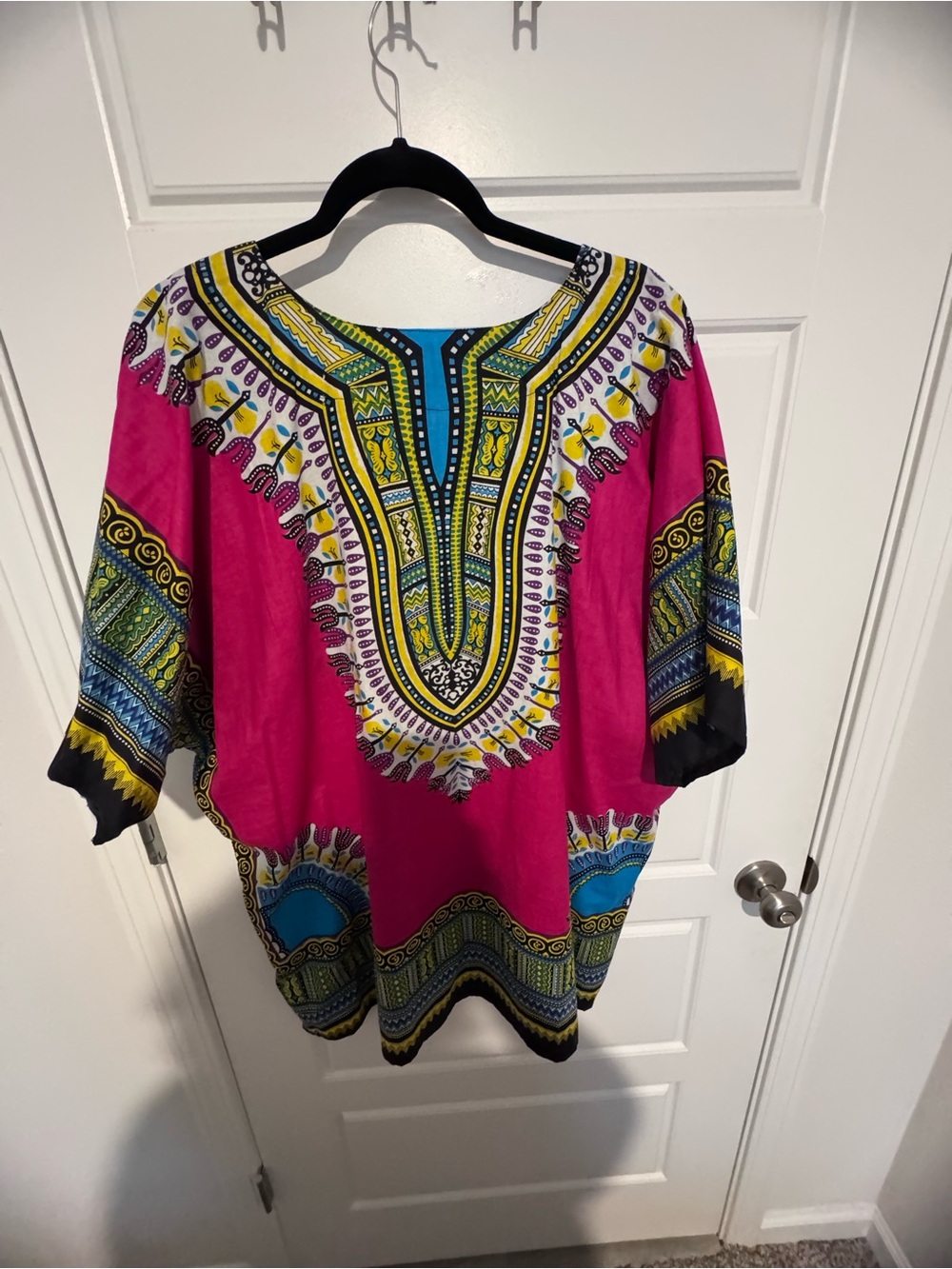 Advance Apparels Hot Pink Dashiki Tunic with Multicolor Tribal Print